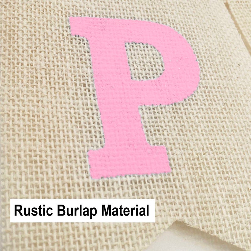 CROWNOS Burlap Happy Birthday Banner  Assembled Reusable Pink Happy Birthday Sign for Rustic Birthday Party Decorations - Image 2